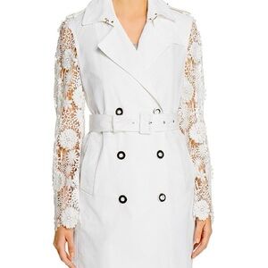 Elie Tahari - Lace sleeve Trench Coat - White